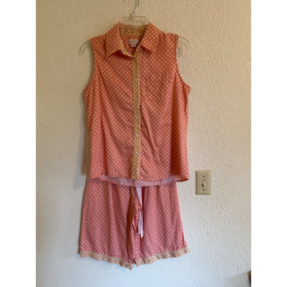 Cabernet Womens Pink Polka Dot Cotton Pajama Set Sleeveless Top Shorts Size M